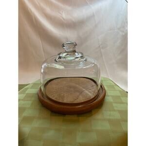 Vintage TOWLE Gailstyn Sutton Teakwood Cheese Server w/ Glass Dome EUC